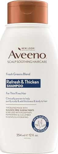 Aveeno Fresh Greens Blend Natural Volumizing Shampoo, Cucumber, Rosemary, for Fine Hair, 12 fl oz