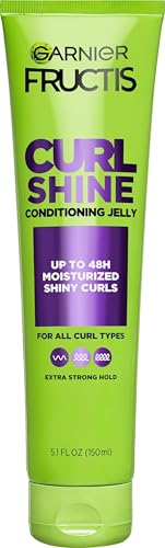 Garnier Fructis Curl Shine Conditioning Hair Gel, Frizz Control for Curly, Wavy, and Coily Hair, Extra Strong Hold for Up to 48 HRs of Bouncy, Moisturized Curls, 5.1 Fl Oz (Packaging May Vary)