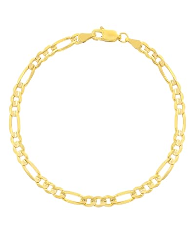 Floreo 14k Yellow Gold 3.7mm Solid Figaro Chain Bracelet 7 Inch