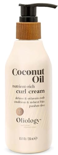 Oliology Coconut Oil Curl Cream - Defines & Enhances Curls & Waves | Botanically Infused | Conditions & Reduces Frizz | & Paraben Free (8.5oz)