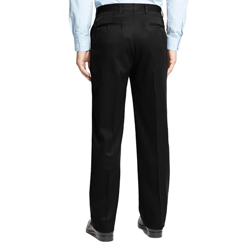 Men's Cozy Hidden Expandable Waist Dress Pants | Premium Stretch Texture Weave Work to Weekend Pant (Black,38W×30L)