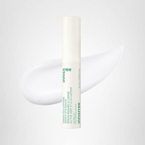 innisfree Green Tea Caffeine Depuffing Eye Serum Roll-On with Niacinamide & Hyaluronic Acid, Cooling Korean Under Eye Roller for Puffiness, Dark Circles, Brightening & Hydration