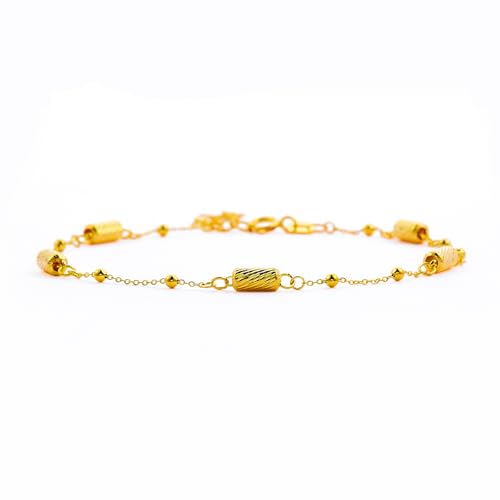 The World Jewelry Center 14k Yellow Gold Long Bead Bracelet - 7+1"
