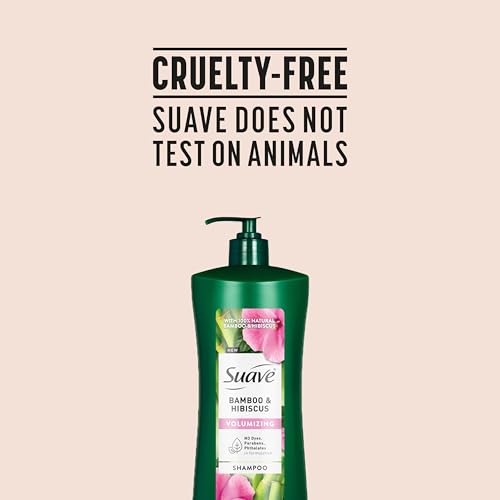 Suave Bamboo & Hibiscus Volumizing Shampoo, for Fine and Flat Hair, Salon Proven System for Boosting Hair Volume and Body, 28 oz, 4 Pack