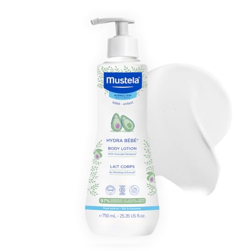 Mustela Hydra Bebe Body Lotion - Daily Moisturizing Baby Lotion with Natural Avocado, Jojoba & Sunflower Oil – 25.35 fl. oz.