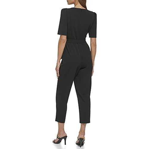 DKNY Women's v-neck jumpsuit,BLACK, 8