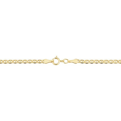 Kooljewelry Womens Elegant Link Chain - 10K Gold Mariner Link Anklet 10 in