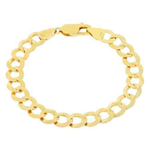 Nuragold 14k Real Yellow Gold Cuban Curb Solid Link Chain Mens Bracelet 8mm - 7.5"