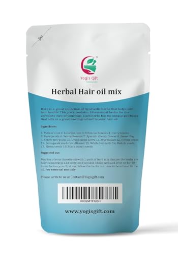 Yogi’s Gift | Ayurvedic Herbal Hair Oil Mix | 75 g x 2 packs | 18 Essential Herbs For Growth | 100% Natural Product Of India