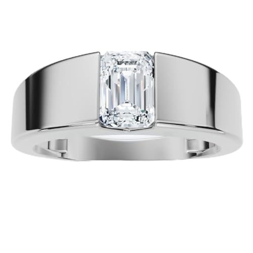 P3 POMPEII3 Pompeii Men's 1Ct Emerald Cut Diamond Wedding Anniversary Ring 14k Gold or Platinum - Size 9.5