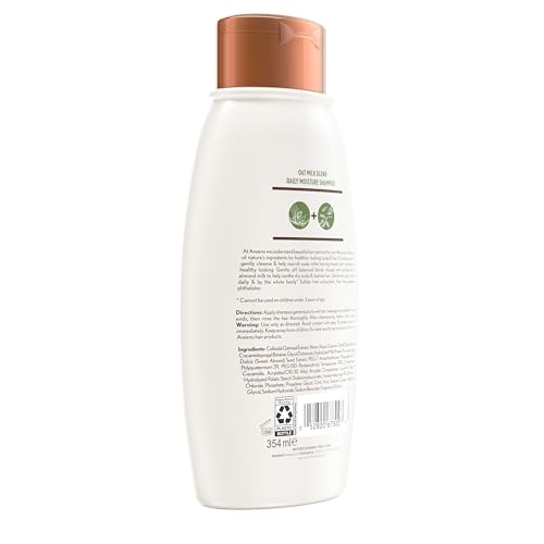 Aveeno Oat Milk Blend Moisturizing Shampoo, Ultra-Hydrating, for Dry, Damaged Hair, 12 fl oz