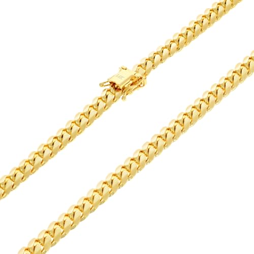 Nuragold 14k Real Yellow Gold Miami Cuban Link 6mm Solid Chain Necklace - 20"
