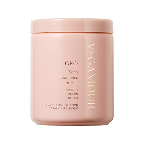 VEGAMOUR GRO Biotin Gummies for Hair Wellness®, 30-Day Supply - Vitamins B, A, C & E, Supports Fuller-Looking Hair & Nails, Vegan & Cruelty-Free