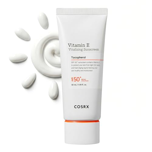 COSRX Vitamin E Sunscreen SPF 50, Natural Glow, for Oily Skin, 1.69 fl oz