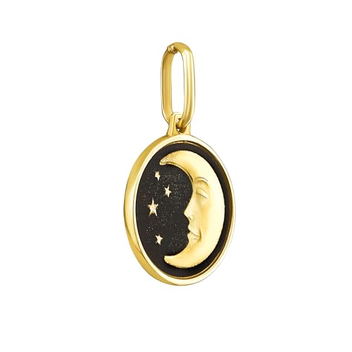 Floreo Italian 14k Yellow Gold 15mm Reversible Sun & Moon Medallion Charm Pendant with Necklace, 16-20 Inch