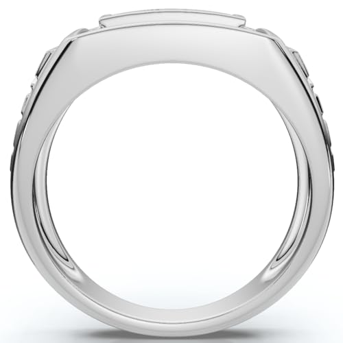 Pompeii 1 Ct Men's Diamond Cluster Nugget Detail Ring in 10k White Gold - Size 10