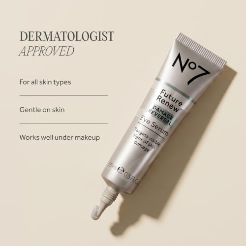 No7 Future Renew Damage Reversal Eye Serum - Nourishing Under Eye Serum for Sun Damaged Skin Repair, Fine Lines & Wrinkles, and Uneven Texture - Suitable for Sensitive Skin (0.5 Fl Oz)