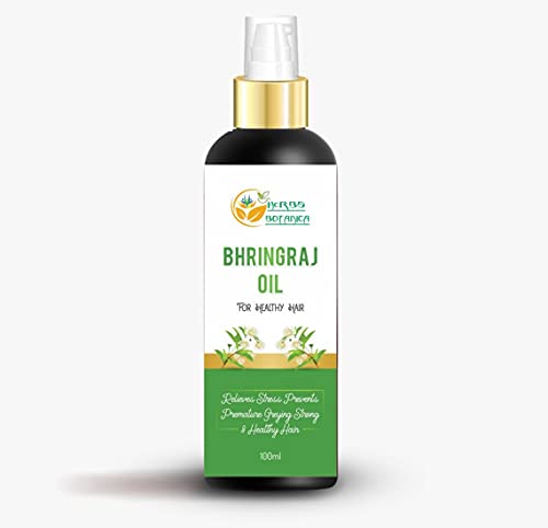 Herbs Botanica Bhringraj Oil for Hair Growth Ayurvedic Herbal Hair Oil with Bhringraj, Amla, Aloe Vera, Sesame & Curry Leaf Reduces Hair Fall, No Silicones or Parabens 6.76 Fl Oz
