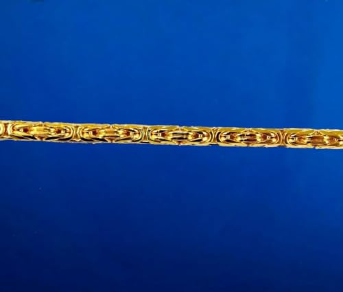 14K Yellow Gold Byzantine Square Box Necklace Bracelet Chain Men Women Jewelry 11.5g | 2.5mm | 24 Inches | MADE IN ITALY