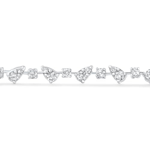 P3 POMPEII3 Pompeii 3.43Ct 14k White Gold Natural Real Diamond Pear Frame Tennis Bracelet 7" Women's