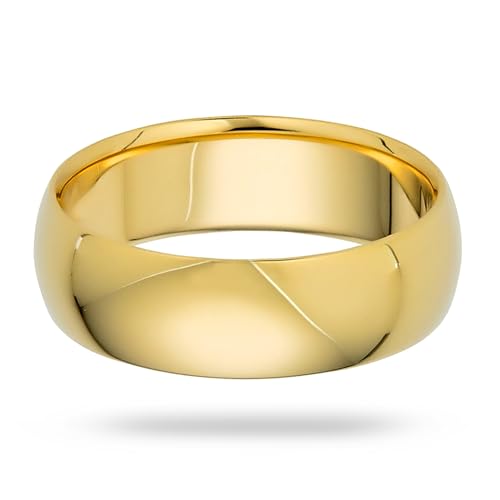EWB Signature Jewelry Classic 6mm Solid Gold Wedding Band in 10K Yellow Gold, Comfort Fit, Finger Size 12