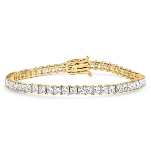 P3 POMPEII3 Pompeii 9.20Ct Princess Cut Diamond 7" Tennis Bracelet 14k Gold Lab Grown (E/F,VS)