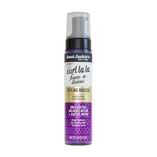 Aunt Jackie's Curls & Coils Curl La La Foam-a-licious Styling Mousse, 8.5 fl oz - Triple Moisture for Flexible Hold and Defined Curls