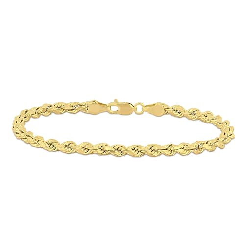 Abbie+Cleo 10K Real Gold Rope Chain Bracelet for Men and Women - Cadena de Oro para Hombres y Mujeres - (10k - 4mm - 9 Inch)