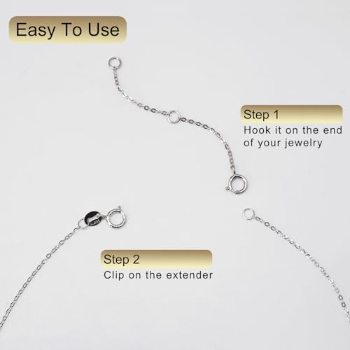 Lulau 14K Solid Gold Necklace Extender for Women 2"(14K White Gold-2 Inch)