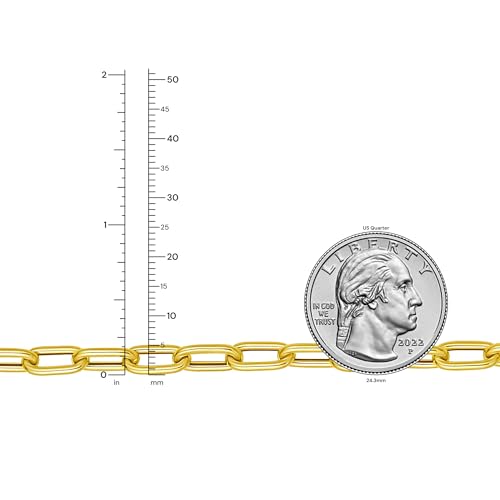Floreo 14k Yellow Gold Oversized Charm Lock 5mm Paperclip Link Bracelet, 7 Inch