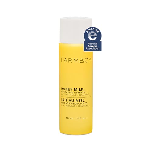 Farmacy Honey Milk Face Essence - Hydrating Milky Toner with Honey, Ceramides, Chamomile + Aloe - Helps Strengthen Skin Barrier + Replenish Moisture - Soothing + Calming Skincare (50ml)