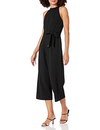 Tommy Hilfiger Women's Scuba Crepe Crop Jumpsuit Jet Black 12