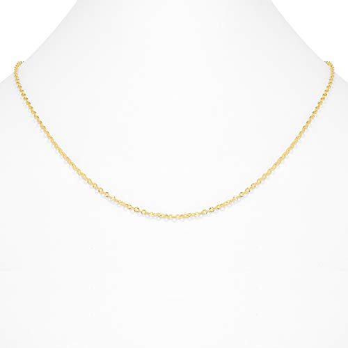 Nuragold 10k Real Yellow Gold Cable 2mm Rolo Circle LInk Chain Necklace - 18"