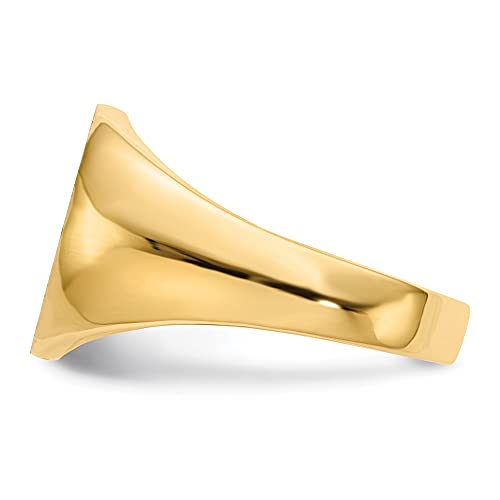 Sonia Jewels Real 14k Yellow Gold 14.0x13mm Closed Back Men's Engravable Monogram Signet Ring Band Size 12
