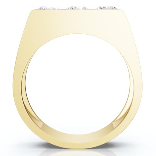 P3 POMPEII3 Pompeii 1 1/2ct Diamond Three Stone Mens Wedding 3 Round Jewelry Ring 10k Yellow Gold - Size 7