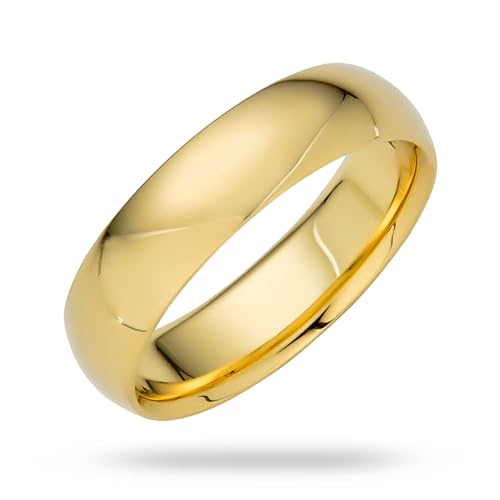 EWB Signature Jewelry Classic 5mm Solid Gold Wedding Band in 10K Yellow Gold, Comfort Fit, Finger Size 8