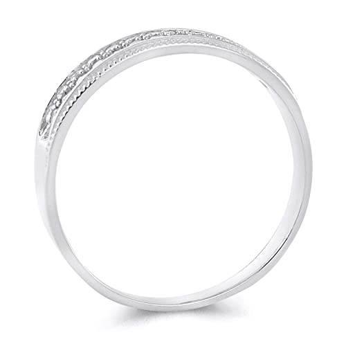 Mens 14k White Gold Wedding Band - Size 8