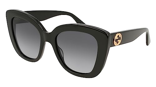 Gucci Men's Casual Rectangular Sunglasses, Black-Black-Grey, 57