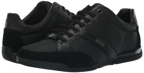 HUGO BOSS Men's Saturn Low Profile Sneakers, Open Black, 10