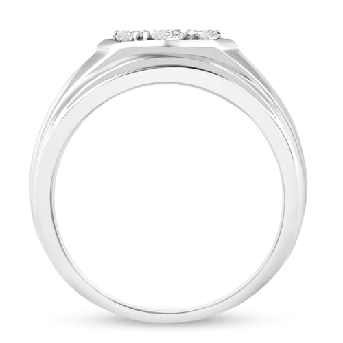 Pompeii 1 Ct Diamond Ring Men's Cluster Hexagon Band in 10k White or Yellow Gold - Size 12