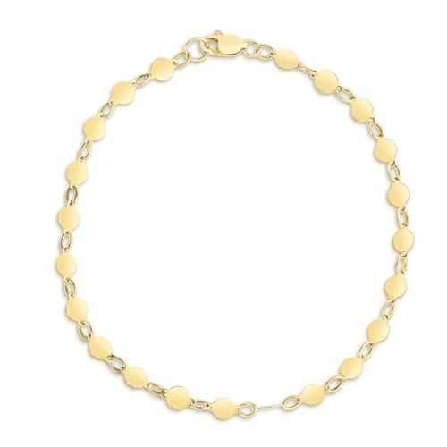 Floreo 14k Yellow Gold 4mm Round Mirror Link Bracelet, 7 Inch