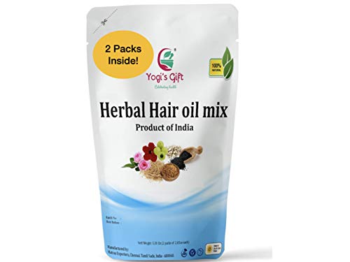 Yogi’s Gift | Ayurvedic Herbal Hair Oil Mix | 75 g x 2 packs | 18 Essential Herbs For Growth | 100% Natural Product Of India