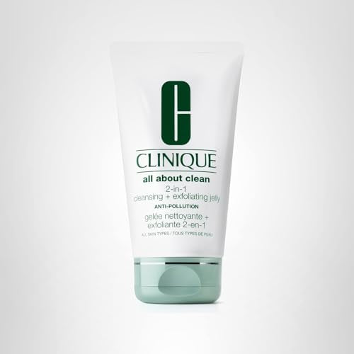 Clinique All About Clean 2-in-1 Cleansing + Exfoliating Jelly, Face Wash & Exfoliator With Salicylic Acid For All Skin Types, 5 Fl Oz