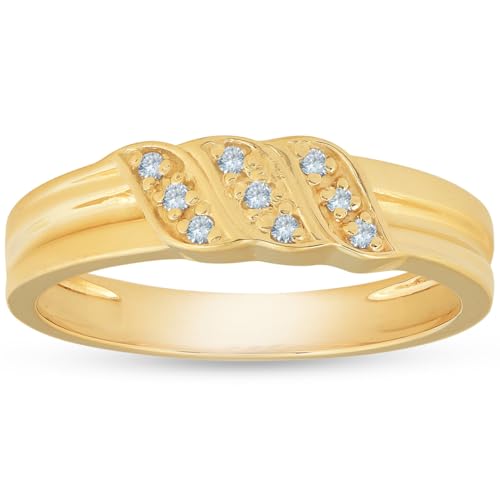 P3 POMPEII3 Pompeii Mens 10k Yellow Gold Diamond Ring Anniversary Wedding Band - Size 9