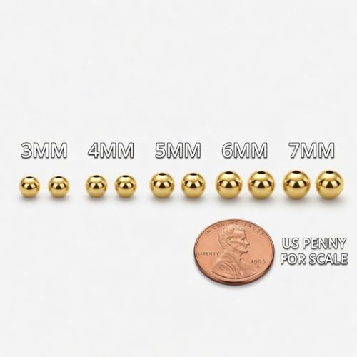 10K Yellow Gold Ball Stud Earrings, 4mm