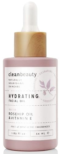 Clean Beauty Hydrating Rose Petal Facial Oil with Rosehip Oil & Vitamin E, Reduce Fine Lines & Dark Spots, Moisturize & Nourish, USA Made (1.83 fl oz)