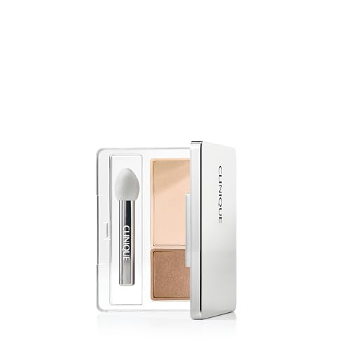 Clinique All About Shadow Duo Eye Shadow Makeup | Safe For Sensitive Eyes | Buildable + Long-Wearing Color | Smooth, Easy Application, Ivory Bisque/Bronze Satin, 0.05 Ounce