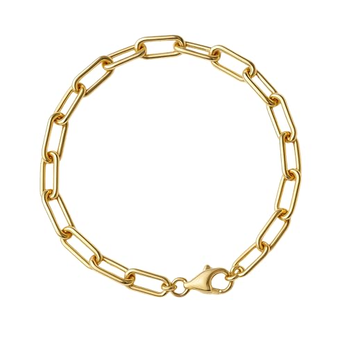 SHOP WGS 5mm 14K Solid Gold Paperclip Bracelet for Women & Men