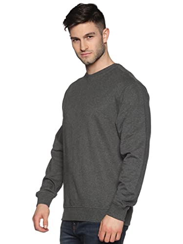 Klizzer Luxury Sweat Shirts, Men - Ultra Soft Men’s Fleece Pullover - 100% Cotton Sweatshirts - Warm Heavy Weight Regular Fit - Plain Crewneck Top for Adults (Charcoal, L)