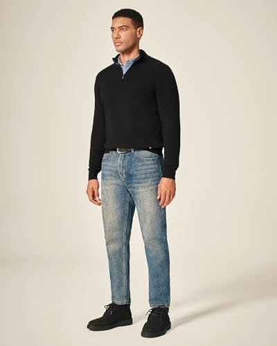 KVSS Men's Mock Neck Half Zip 100% Pure Cashmere Sweater, Pullover Cashmere Sweaters for Mens | Luxury from Inner Mongolia